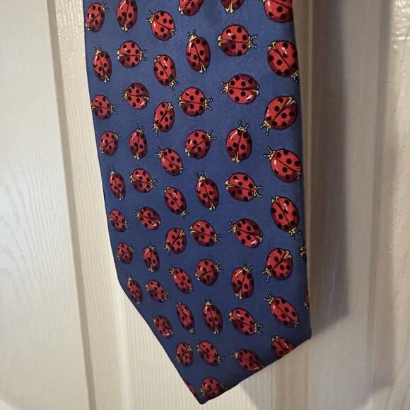 Beaufort Tie Company The Rack - Classic, Navy Blue with Ladybugs 100% Silk Tie - Picture 1 of 3